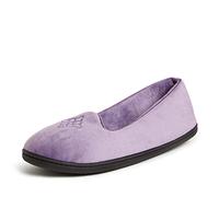 Dearfoams Women's Memory Foam Washable Indoor Rebecca Closed Back with Wide Widths Slippers Loafer, Purple Velour, Medium UK
