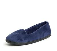 Dearfoams Women's Rebecca Microfiber Velour Closed Back Slipper, Peacoat, Large UK