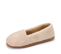 Dearfoams womens Rebecca Soft Memory Foam Lightweight House Shoes With Wide Widths, Latte Sherpa, 5-6
