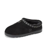 Dearfoams Women's Suede Indoor Outdoor Slip on Memory Foam House Doreen Clog Slippers, Black 2, 4 UK