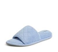 Dearfoams Women's Beatrice Microfiber Terry Slide with Quilted Vamp Slipper, Iceberg, Medium UK