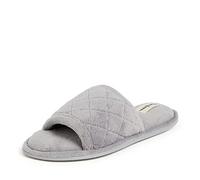 Dearfoams Women's Summer Memory Foam Indoor House Slide Slipper, Medium Grey Terry, 3/4 UK
