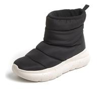 Dearfoams Women's Texoma Regrind Slip-in Boot-Comfortable, Puffy Nylon, Fleece Lining, Energy Return Mid Calf, Black, 7 UK