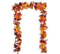 DearHouse 2 Pack Fall Garland Maple Leaf, 5.9Ft/Piece 7 Colors Hanging Vine Garland Artificial Autumn Foliage Garland Thanksgiving Decor for Home Wedding Fireplace Party Christmas