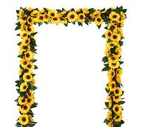 DearHouse 3 Pack Artificial Sunflower Garland Silk Sunflower Vine Artificial Flowers with Green Leaves for Wedding Table Home Decor