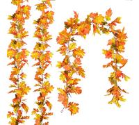 DearHouse 6 Pack Fall Garland Maple Leaf, 5.9Ft/Piece Hanging Vine Artificial Autumn Garland Thanksgiving Decor for Home Wedding Fireplace Party Christmas (Yellow)
