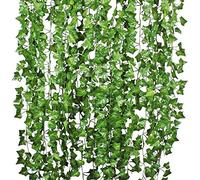 DearHouse 84 Feet 12 Strands Artificial Ivy Leaf Plants Vine Hanging Garland Fake Foliage Flowers Home Kitchen Garden Office Wedding Wall Decor, Green