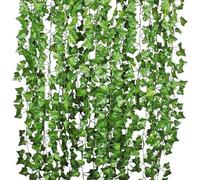 DearHouse 84 Feet 12 Strands Artificial Ivy Leaf Plants Vine Hanging Garland Fake Foliage Flowers Home Kitchen Garden Office Wedding Wall Decor, Green