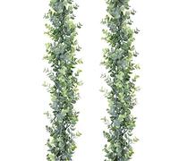 DearHouse Faux Eucalyptus Garland Plant, 2 Pack Artificial Vines Hanging Eucalyptus Leaves Greenery Garland For Wedding Backdrop Arch Wall Decor, 6 Feet/Pcs Uv Protected Indoor Outdoor