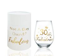 DEARLIVES 30th Birthday Wine Glasses, Gold 17oz Cheers Present, Wedding Anniversary Decorations