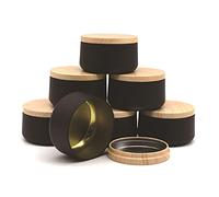 DEARLIVES Metal Candle Containers - 8 Pieces 6oz Empty Tins with Wood Grain Printed Lid for Making, Arts & Crafts, Storage, Gifts and More