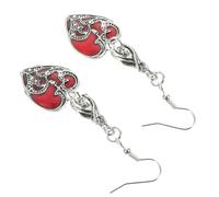 DEARMAMY 1 Pair Gothic Heart Earrings - Halloween Bat Dangle Earrings for Women, Dark Red Alloy Drop with Blood Drip Design