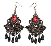 DEARMAMY 1 Pair Lace Earrings Gothic Jewelry Necklaces Vintage Earrings Black Earrings Drop Earrings Trendy Earrings Delicate Dangler Festival Women Red Aluminum Alloy