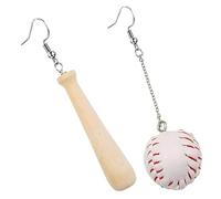 DEARMAMY 1 Pair Wooden Earrings Sphere Bats Baseball Earring Ball Bat Mallet Cricket Softball Football Decor Inflatable Bat Golf Baseball Mom Pitching Baseball Glove Racket Tennis Metal