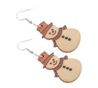 DEARMAMY 1 Pair Wooden Snowman Earrings for Christmas Cute Dangle Handmade Jewelry for Women Xmas Accessories for Holiday Parties and Festive Celebrations