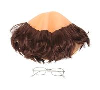 DEARMAMY 1 Set Bald Monk Wig with Glasses Funny Cosplay Party Wig for Adults Lightweight and Comfortable Accessory for Halloween and Themed Events