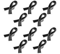 DEARMAMY 10Pcs Black Bowknot Mourning Brooch Pins with Engraving, Dove Lapel Badge Souvenir, Bird Brooch for Hat, Jacket, Dress, and