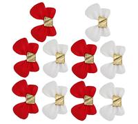 DEARMAMY 10pcs Bow Nail Studs Resin Nail Art Supplies Matte White Red Christmas DIY Ornaments for Charming Manicure Decoration