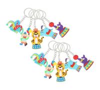 DEARMAMY 10pcs Circus Keychains Set Cartoon Clown Animal Keyrings Bag Pendants with Unique Key Decor for Backpack, Wallet, and Party Favors in Colorful Design