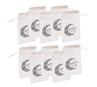 DEARMAMY 10pcs Festival Party Candy Bags Drawstring Pouches Elegant Eid Goodie Bags for Party Favors Sturdy Cotton Portable Jewelry Snack Storage