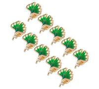 DEARMAMY 10pcs Ginkgo Leaf Brooch Pins for Women - Green Decorative Hijab Pins, Sweater and Blazer Anti-exposure Lapel Brooches, Plant Leaf Cardigan Clips for Party and Daily Wear
