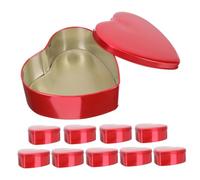 DEARMAMY 10pcs Heart Shaped Metal Tin Boxes Red Sturdy Tinplate Candy Storage Containers for Wedding Favors Treats Snacks Romantic Valentine Day Gift Packaging Random Color