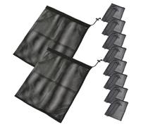 DEARMAMY 10Pcs Mesh Drawstring Laundry Bags Black Polyester Tear-resistant Storage Sacks for Travel Home Sports Equipment Clothes Organization
