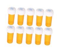 DEARMAMY 10pcs Pill Organizer with Childproof Cap Moisture Light Resistant Travel Containers for Safe Medication Storage Compact Refillable Plastic Bottles for Daily Use