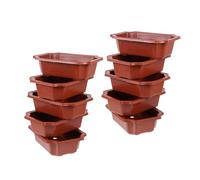 DEARMAMY 10pcs Rectangular Plastic Bonsai Pots with Drainage Trays, Decorative and Easy to Move Flower Planters for Ferns and Plants, for Garden Use in Vintage Style