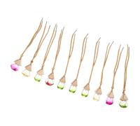 DEARMAMY 10pcs Refillable Car Pendant with Perfume Glass Bottles and Wood Caps, 8ml Hanging Aromatherapy Bottles for Vehicle Air Purification and Stylish Interior Decoration Random Color
