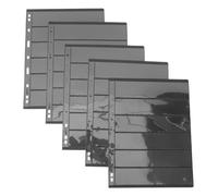 DEARMAMY 10pcs Transparent PVC Double-Sided Stamp Pages with Black Background Loose-Leaf Stamp Collecting Pouches for Coins Postcards Banknotes Storage Collectors Album Inserts