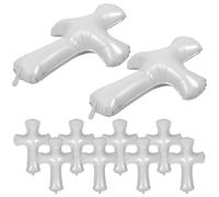 DEARMAMY 10PCS White Cross Baptism Balloons Religious Party Decor for First Holy Communion Christening Birthday Celebration Indoor Outdoor Christmas Sacred Balloon Display
