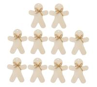 DEARMAMY 10Pcs Wooden Christmas Hanging Ornaments Gingerbread Man DIY Unfinished Wood Tags with Holes and 60Cm Strings Xmas Tree Decorations Party Supplies