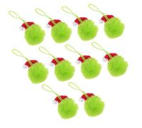 DEARMAMY 10PCS Xmas Indoor Balls Decor with Santa Hat Design Plush Furry Hanging Ornaments for Fireplace Mantel Wreaths Garlands Holiday Party Decorations Cozy Soft Pom Pom Balls for Home