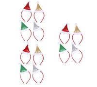 DEARMAMY 12 pcs Christmas Sequin Headbands Lightweight Glitter Hair Hoops in Silver Green Red Gold for Holiday Parties Carnival and Festive Dress Up Accessories