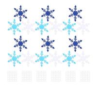 DEARMAMY 120pcs Snowflake Paper Cutouts 4-Inch DIY Winter Snowflake Crafts with 3 Colors and 120 Adhesive Dots for Classroom Bulletin Board Decorations and Holiday Party Supplies