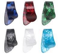 DEARMAMY 12Pcs Celluloid Thumb Guitar Picks Finger Plectrums Nail Style Mixed Colors Red White Black Light Blue Dark Blue Green for Right Hand Fingerstyle Acoustic Bass