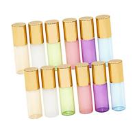DEARMAMY 12Pcs Glass Essential Oil Bottles Portable Empty Bottle for Synthesis Oil and Perfume Includes White Blue Pink Purple