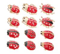 DEARMAMY 12pcs Ladybug Brooch Cute Animal Brooch Pins Crystal Beetle Corsage Pins Vintage Insect Jewelry For Women Clothes Scarves Bags