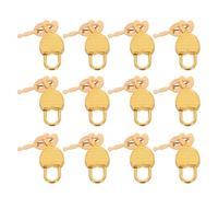 DEARMAMY 12pcs Mini Heart-Shaped Padlocks with Keys, Portable Small Security Locks for Notebooks, Diaries, Luggage, Handbags, and Storage Boxes, Gold Novelty Personal Diary Lock Set