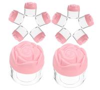 DEARMAMY 12pcs Pink Rose Lid Plastic Face Cream Containers 20g Multipurpose Skincare Jars with Good Seal Effects for Travel Toiletries and Body Butter Storage