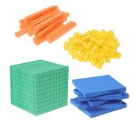 DEARMAMY 131Pcs Colorful Foam Base Ten Blocks Set Maths manipulatives Place Value Blocks Counting Cubes for Kids, Classroom Must Haves