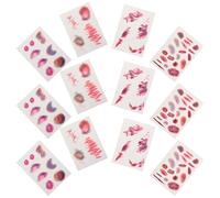 DEARMAMY 16 Sheets Halloween Fake Wound Stickers Set with Realistic Scars and Bruises, Temporary Tattoo Stickers for Face and Body Cosplay, Zombie Makeup Party Props