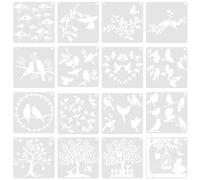 DEARMAMY 16Pcs Bird-Themed Hollow Stencil Set Reusable DIY Painting Templates for Multifunctional Drawing Sheet Crafting Aids for Handmade Graffiti and Airbrush Art