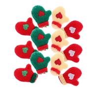 DEARMAMY 16pcs Miniature Christmas Gloves Ornaments Plush DIY Knitting Gloves for Dollhouse Decor Mini House Crafts and Christmas Tree Accessories Fingerless Mittens for Holiday Decorations