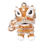 DEARMAMY 1pc Fashionable Lion Dancing Keychain Accessory Creative Keyring Rhinestones for Car and Bags for Chinese Style Key Pendant
