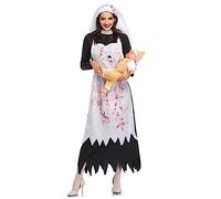 DEARMAMY 1PC Horrible Ghost Nun Costume for Halloween Party Spooky Cosplay Outfit for Stage Performance and Masquerade Events Easy to Wear and Clean