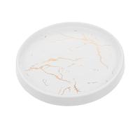 DEARMAMY 1pc Marble Pattern Ceramic Dessert Plate Gold Jewelry Dish for Trinkets Elegant Round Serving Tray for Home Decor Food Display for Weddings Special Occasions