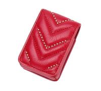 DEARMAMY 1pc Mini Cosmetic Bag with Mirror Stylish Red Wallet Organizer for Cash and Small Essentials for Daily Use Travel and School