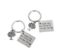 DEARMAMY 1pc Mother's Day Stainless Steel Key Chain Heartfelt Engraving Unique Tree Design Keyring for Mom Practical Silver Key Holder for Daily Use